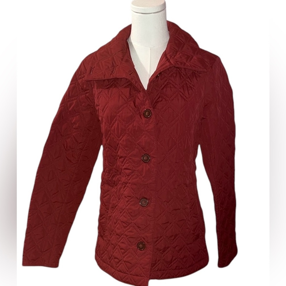 Women’s Lands’ End Cranberry Quilted‎ Barn Jacket Size Small